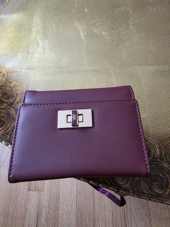 Anne Klein Handbags - Anne Klein Plum Wallet with Gold-Tone Turn Lock